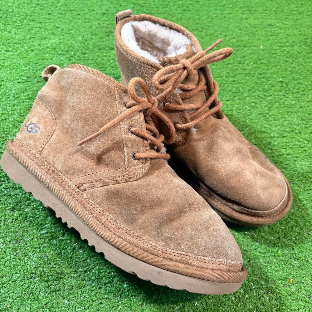 Ugg Boots Faux Fur Suede Youth Size 4 Neumel Lace Up Chukka